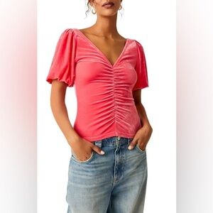 Free People Cupcake Velvet Top Watermelon Pink size M